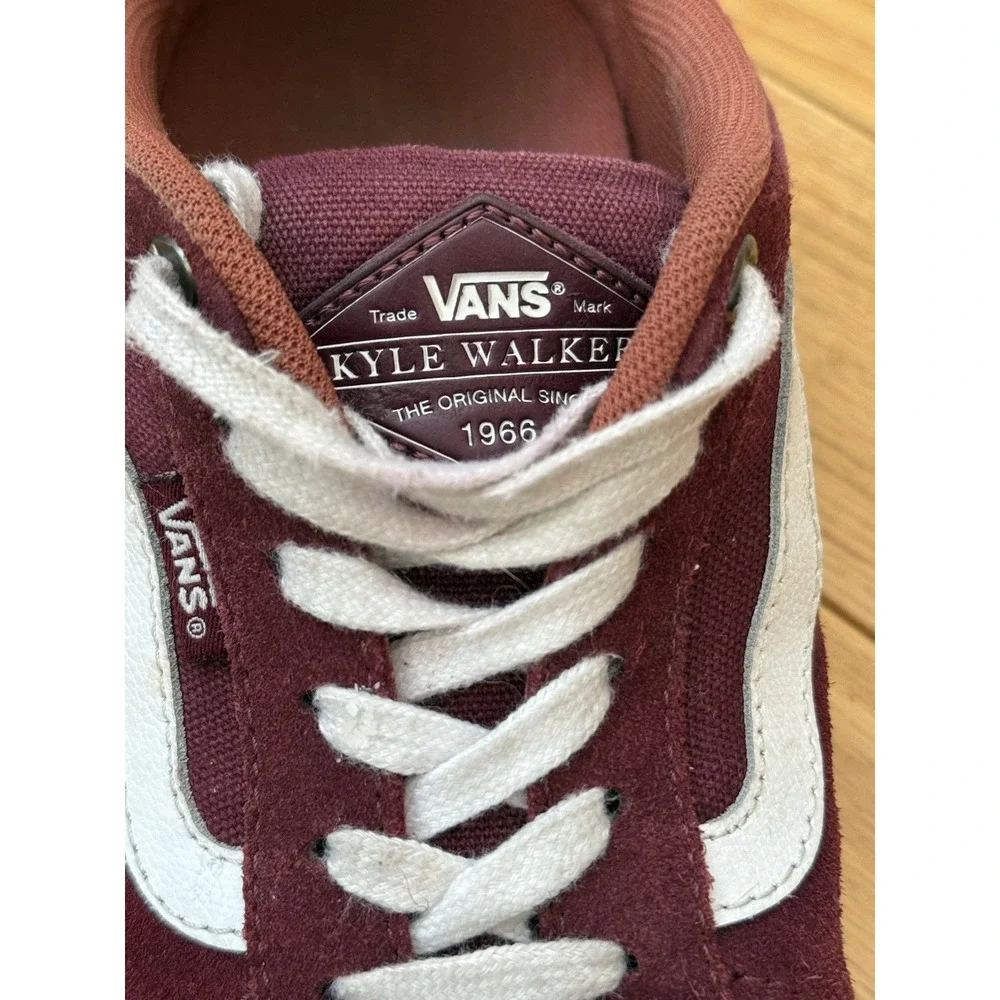 Vans Men's Sz 8.5 Kyle Walker Maroon Red /White Old‎ Skool Sneakers Shoes 721454